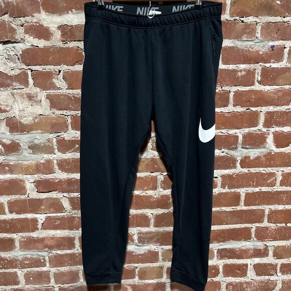 Nike Men's Swoosh Sweatpants Standard Fit Black/White CU6776-010 2XL - Picture 1 of 4